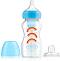 Бебешко шише за хранене с широко гърло - Options+ 270 ml - Комплект със силиконов биберон размер 3 и мек накрайник за бебета над 6 месеца - 