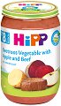 Пюре от био цвекло, картофи, ябълка и телешко месо HiPP - 220 g, за 8+ месеца - 