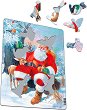 Дядо Коледа и животните - Пъзел в картонена подложка : С части в нестандартна форма - 