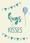 Поздравителна картичка - Hugs & kisses - 