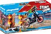 Детски конструктор Playmobil - Мотоциклет с огнена стена - 