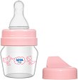 Стъклено стандартно бебешко шише 2 в 1 Wee Baby Mini  - 30 ml, с биберон 0-6 м и твърд накрайник  - 
