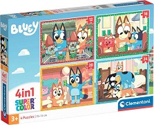 Блуи - 4 пъзела от 12, 16, 20 и 24 части на тема Bluey - пъзел