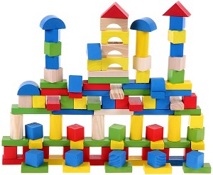 Дървен конструктор в кутия Woodyland - От 100 части - играчка