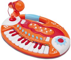 Електронен синтезатор с 18 клавиша и микрофон - играчка