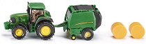 Метална количка Siku - Трактор с ремарке и бали - играчка