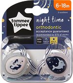 Флуоресцентни залъгалки от силикон с ортодонтична форма - Night Time - шише