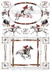 Декупажна хартия Calambour - Жокеи и коне 166