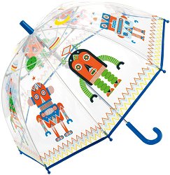 Детски чадър Djeco - Роботи - несесер