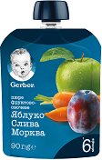 Пюре с ябълка, слива и морков Nestle Gerber - пюре