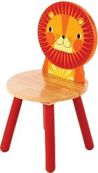 Детско дървено столче с облегалка Bigjigs Toys - Лъвче - играчка