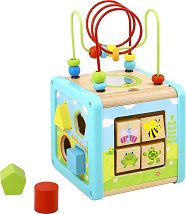 Дървен дидактически куб Tooky Toy - Слънчев ден - аксесоар