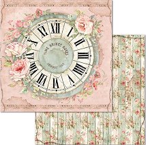 Хартия за скрапбукинг Stamperia - Часовник и цветя