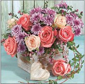 Салфетки за декупаж Ambiente - Букет от рози и хризантеми