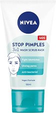 Nivea Stop Pimples 3 in 1 Wash Scrub Mask - пудра