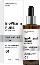 InoPharm Pure Elements 5% Lactic Acid + HA Peeling - продукт