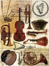 Декупажна хартия - Музикални инструменти