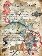 Декупажна хартия - Риби и раковини