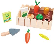 Дървена играчка Lelin Toys - Зеленчукова градина - 