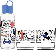 Стъклена бутилка и 2 чаши - Мики и Мини на пътешествие - играчка