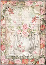 Декупажна хартия Stamperia - Чайник с цветя