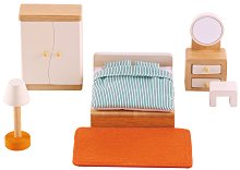 Спалня - Дървени мебели за кукленска къща - играчка