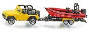 Метална количка с ремарке и лодка Siku Jeep Wrangler - играчка
